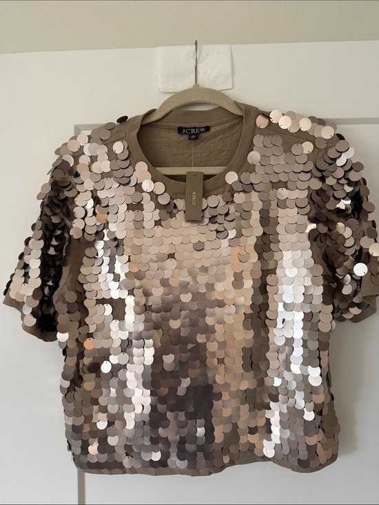 J. Crew Tops - J. Crew Taupe Sequin Short Sleeve Tee